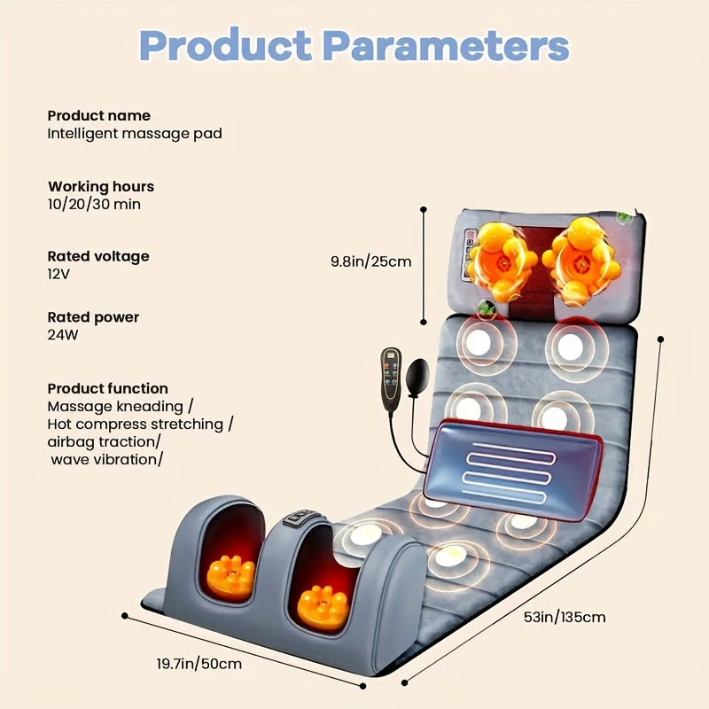 Full Body Heating Massage Set, Neck Foot & Back Massagers with Timer, Plug-In Massage System for Home