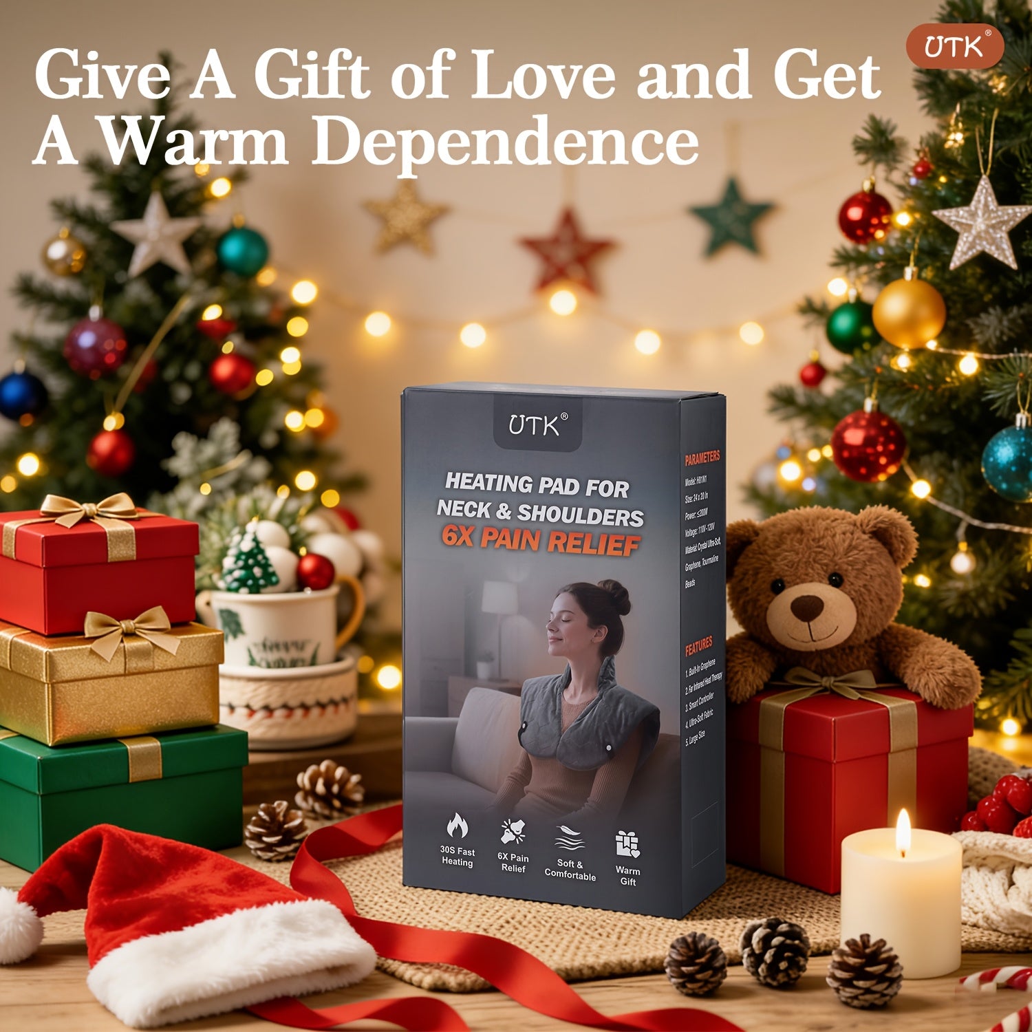 Electric Heating Pad for Neck & Shoulders – 24×20 in, Adjustable Straps, Auto Shut-Off