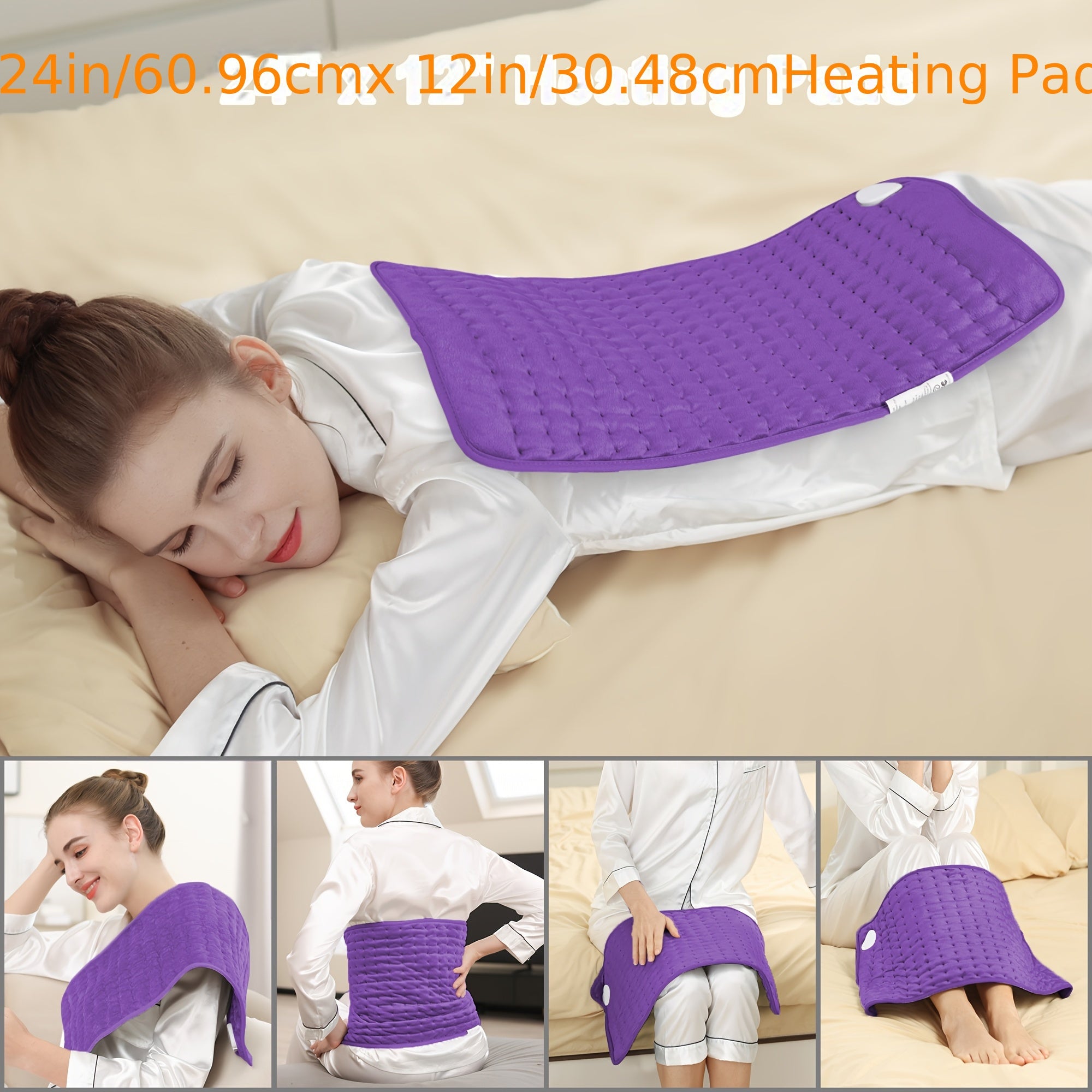 Extra Large Electric Heating Pad – 24×12 in, Fast Heating, 6 Heat Levels, Auto Shut-Off