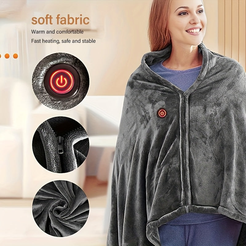 Heated Shawl Blanket – Flannel Fabric, Multiple Heating Zones, Adjustable Temperature