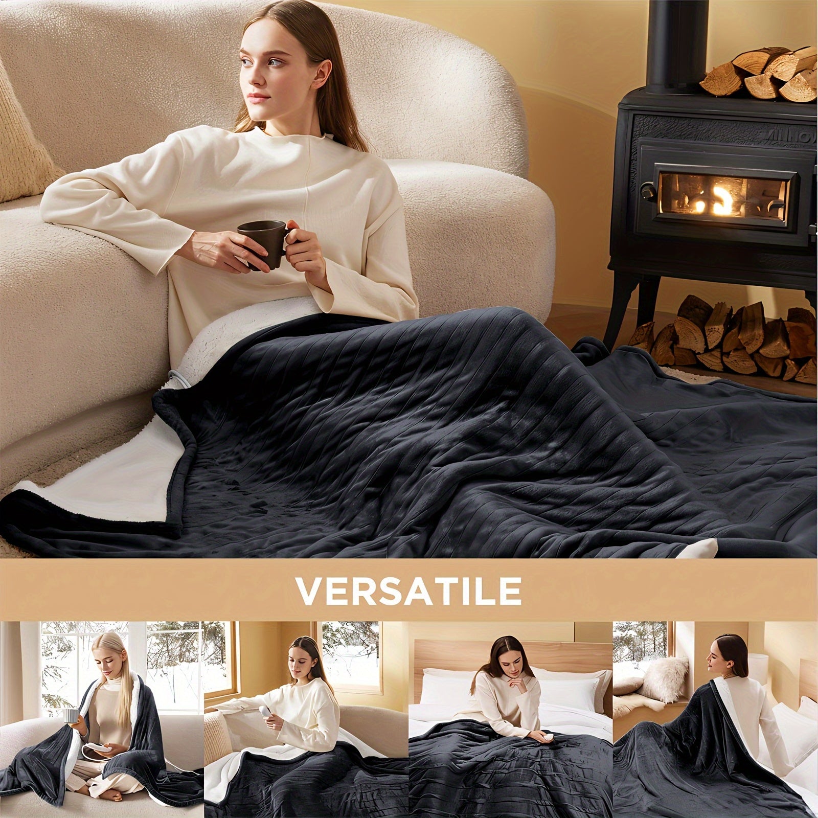 Electric Heated Blanket – Soft Flannel, Fast Warm-Up, Auto Shut-Off