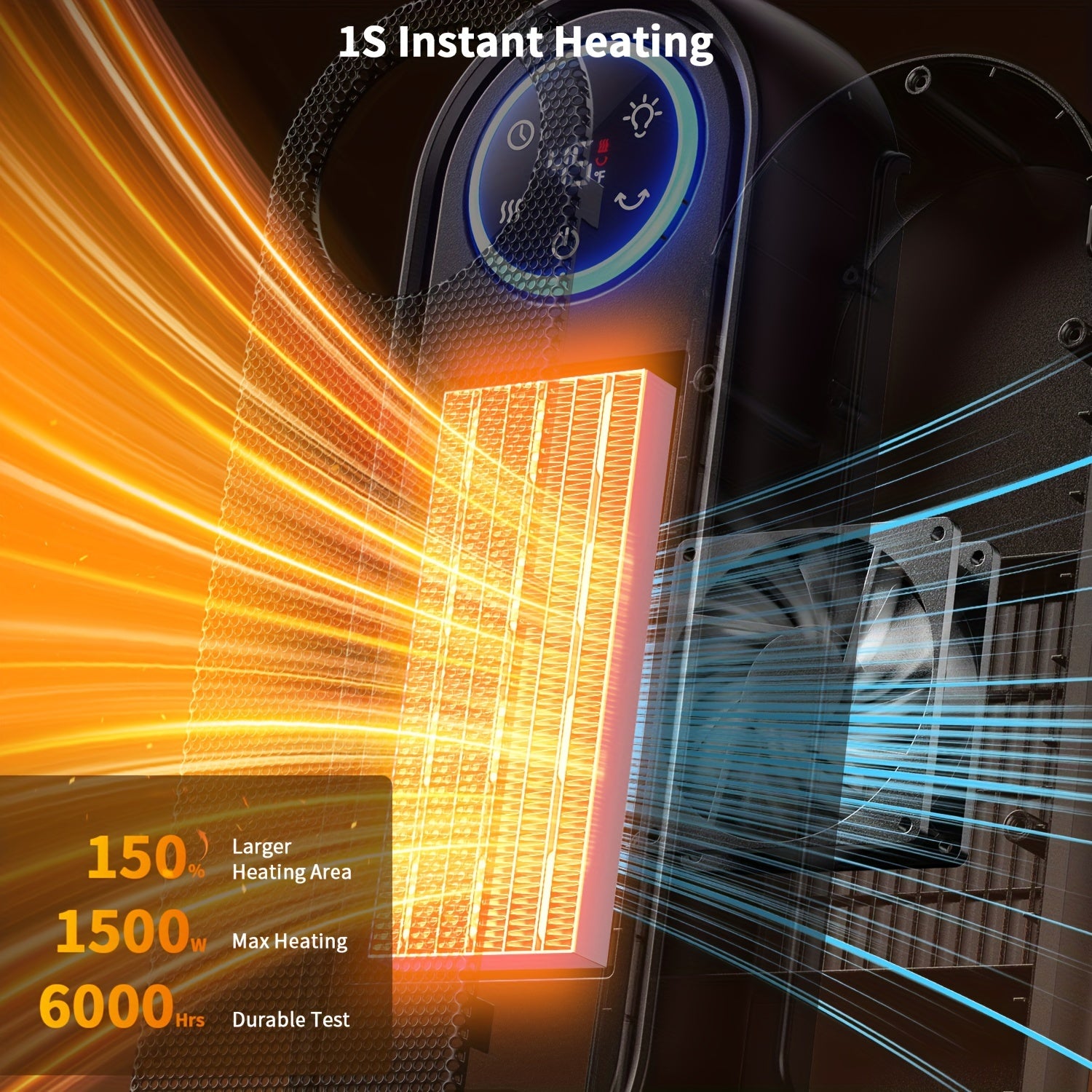 1500W Indoor Electric Space Heater – Portable Heater with Remote Control, Digital Display & Overheat Protection