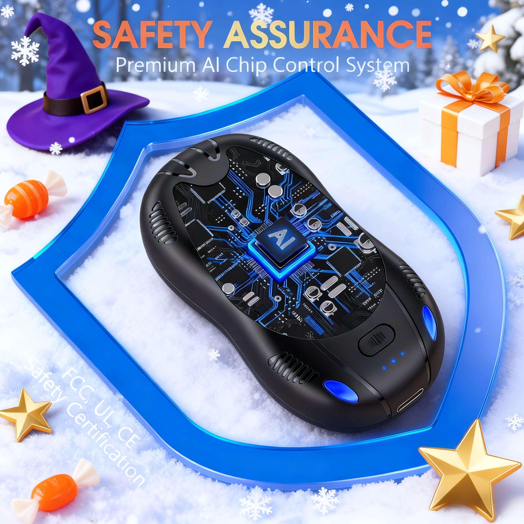 Rechargeable Magnetic Hand Warmer 2-in-1, Double-Sided Heating, 3 Temperature Levels, Portable Electric Hand Heater