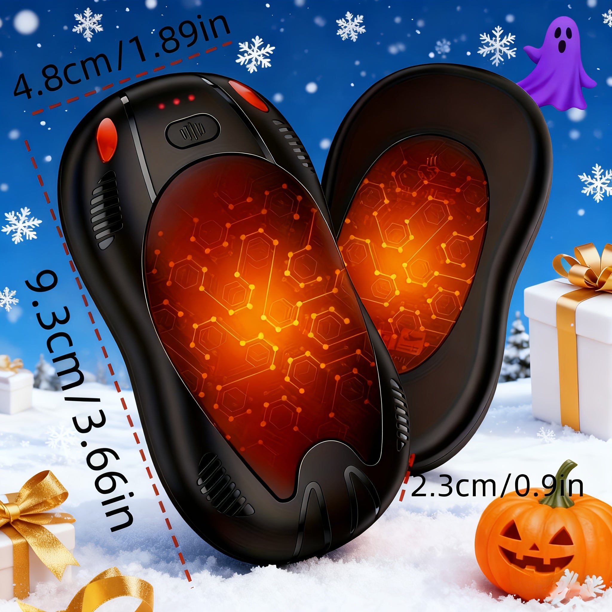 Rechargeable Magnetic Hand Warmer 2-in-1, Double-Sided Heating, 3 Temperature Levels, Portable Electric Hand Heater