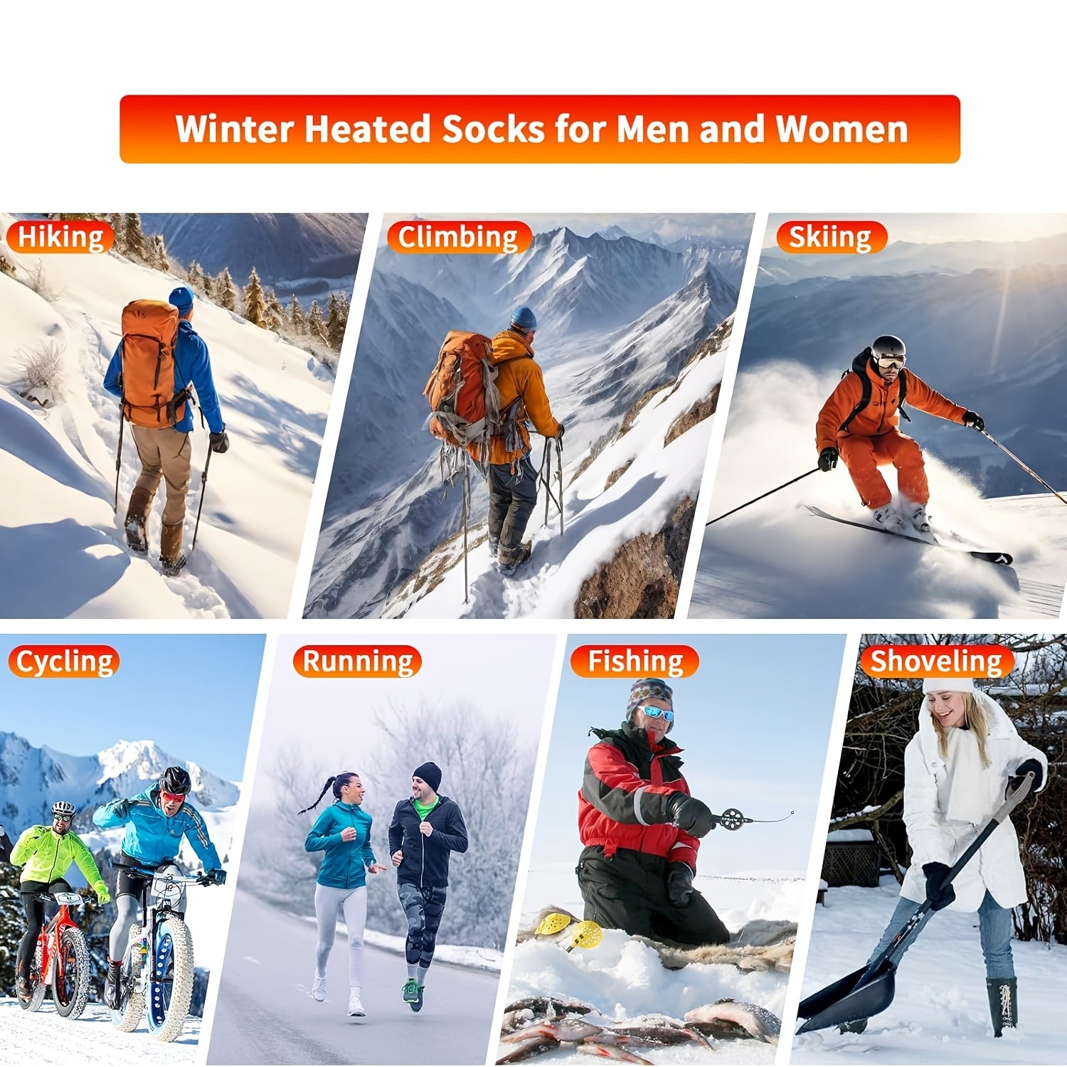 Rechargeable Heated Socks, Dual 4000mAh Batteries, 3 Heat Settings, Washable Electric Socks for Outdoor Work