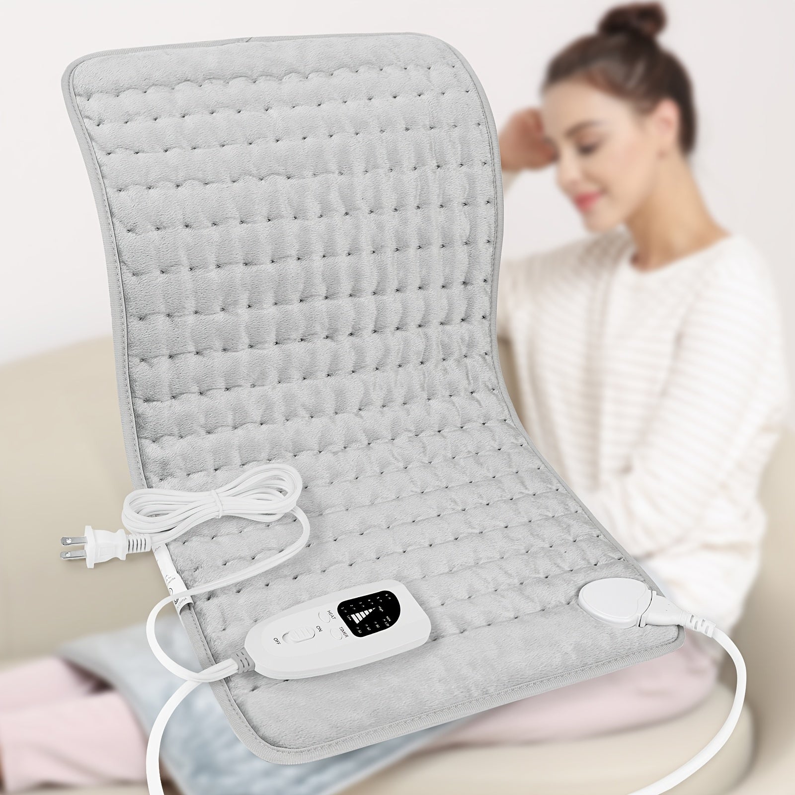 Extra Large Electric Heating Pad for Back & Body – 24×12 in, 6 Heat Levels, Dry & Moist Heat