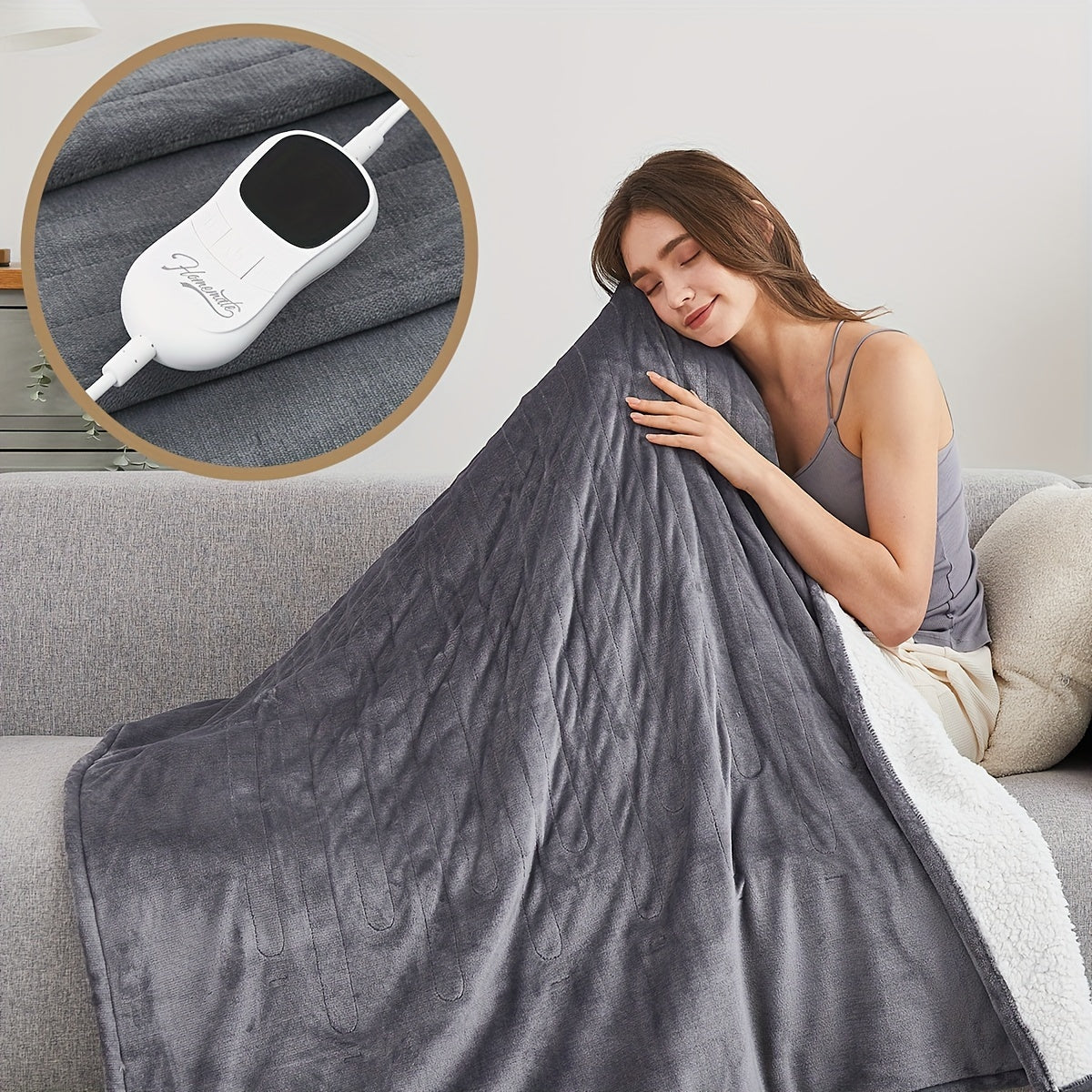 Electric Blanket – Adjustable Temperature, Multiple Timer Options, Washable