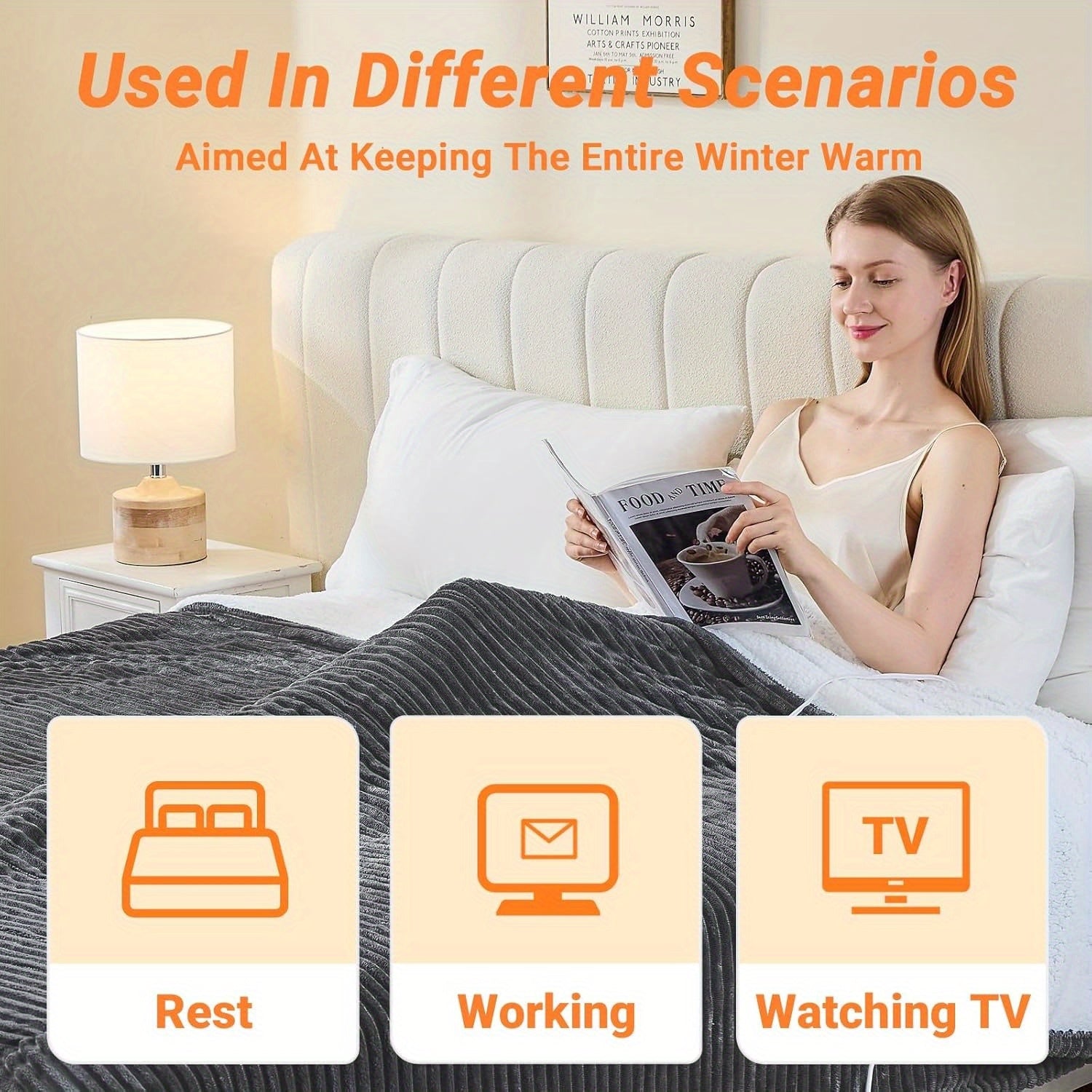 Electric Heated Throw Blanket – Soft Flannel, Multiple Heat Levels, Auto Shut-Off