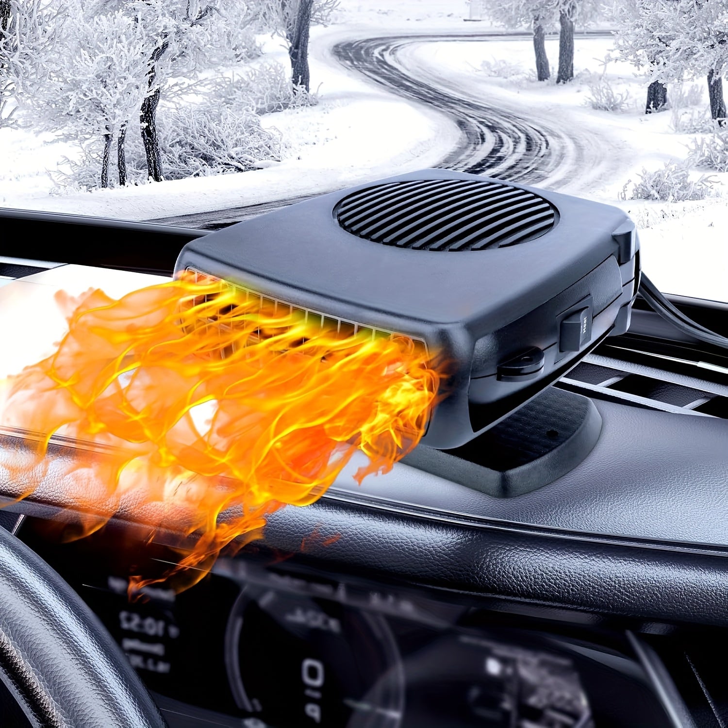 Portable Car Windshield Heater & Defroster, Quick Heating and Cooling Fan for Small and Large Vehicles