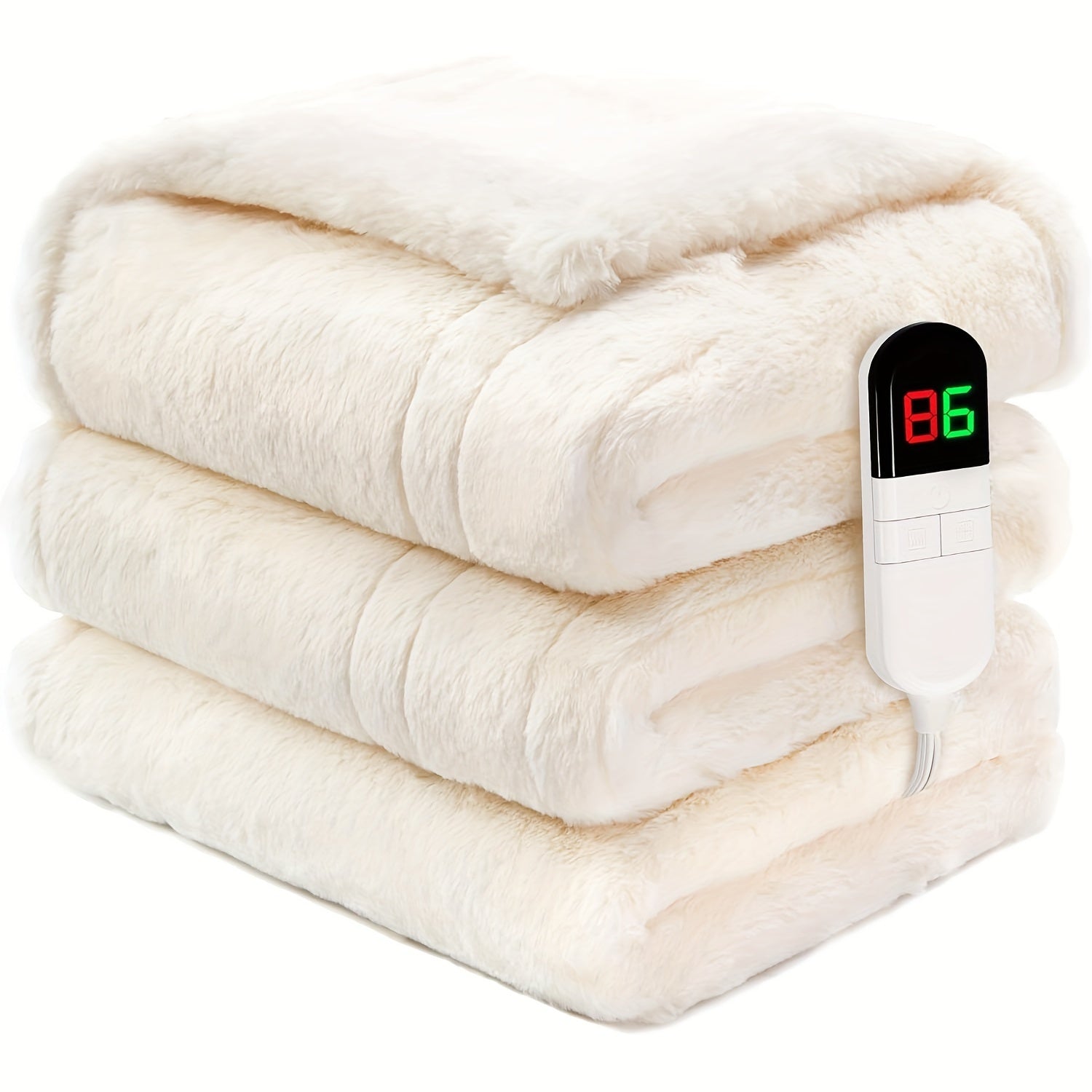 Luxury Electric Blanket – Plush Fabric, Multiple Heat Settings, Timer, Washable