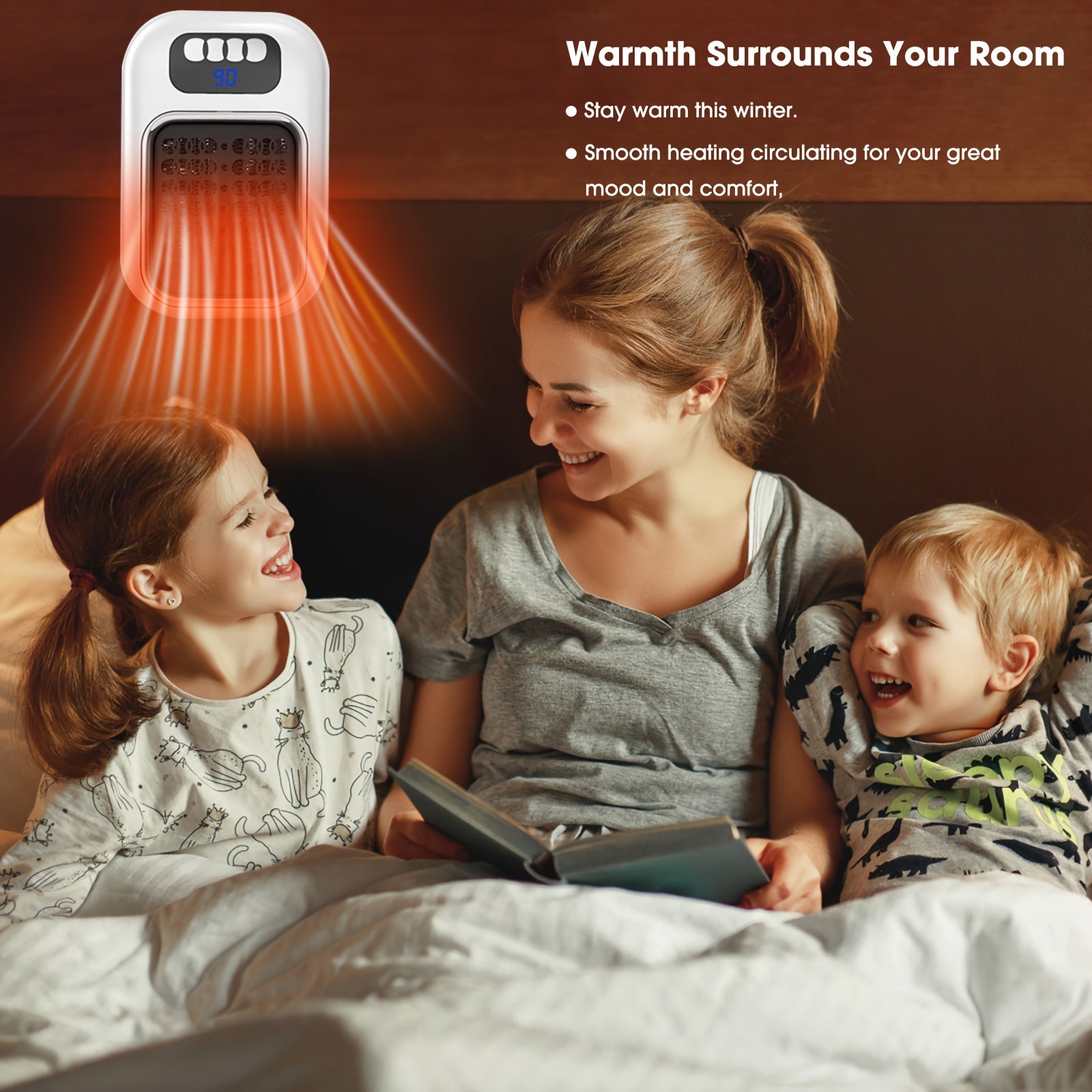 Wall-Mounted Electric Space Heater for Indoor Use – Adjustable Thermostat, Timer & LED Display