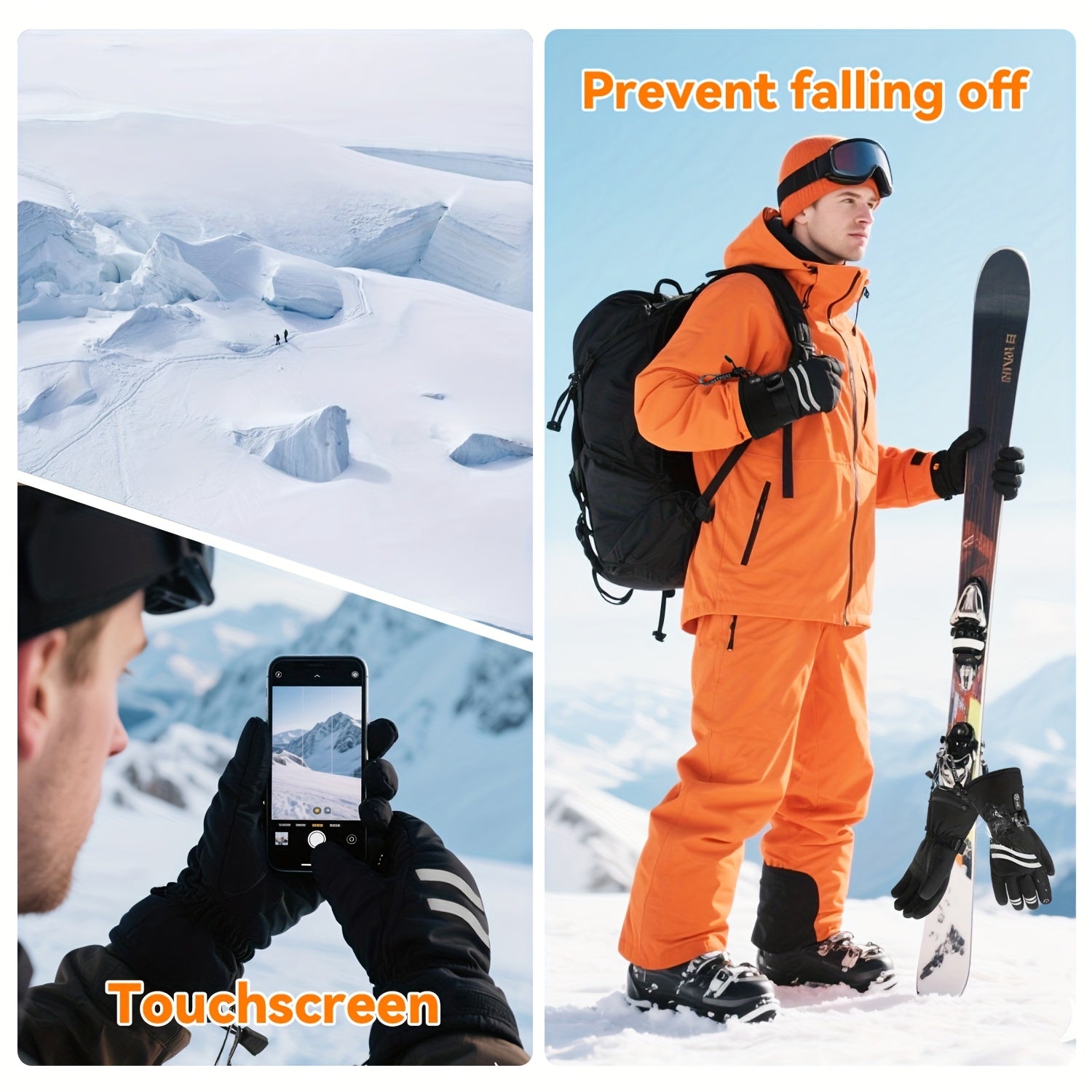 Electric Heated Gloves for Men & Women, Rechargeable Winter Thermal Gloves for Cold Weather Work, Skiing & Outdoor Use