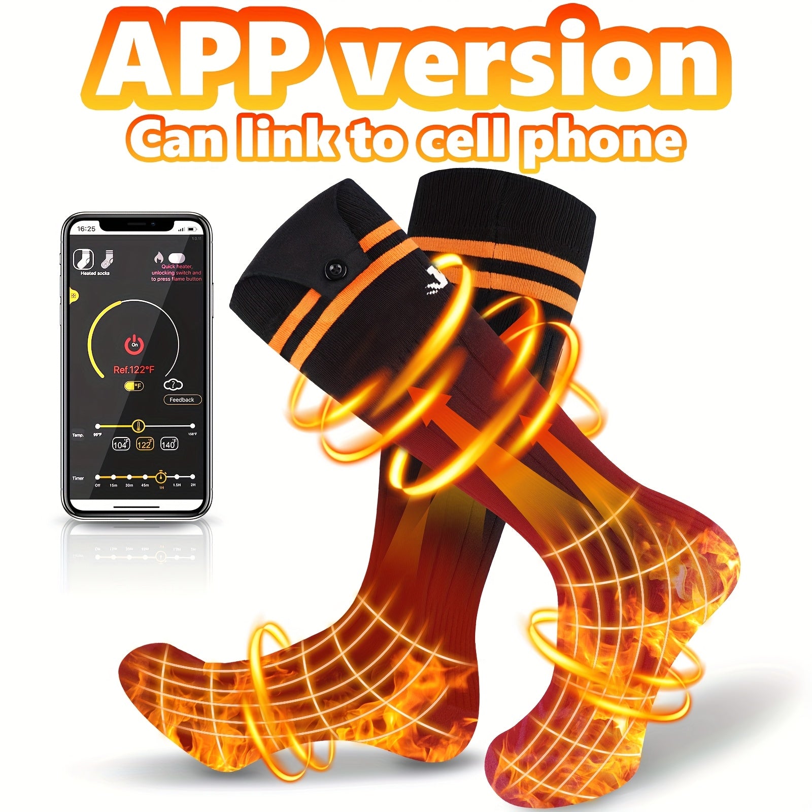 Rechargeable Heated Socks, 5000mAh Battery, Washable Electric Winter Socks for Camping, Hiking & Skiing