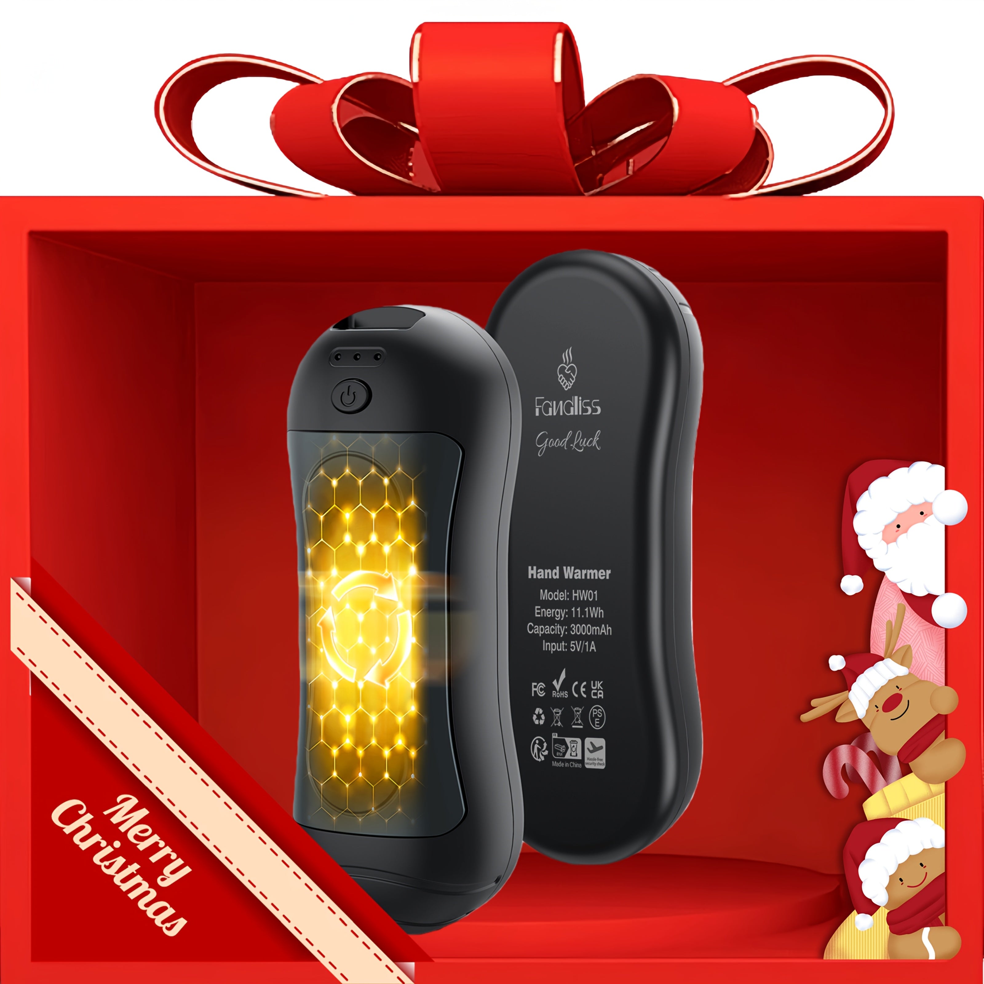 Rechargeable Magnetic Hand Warmers 2-Pack, Pocket Size Electric Hand Heater, 3 Heat Levels, Portable for Outdoor Use