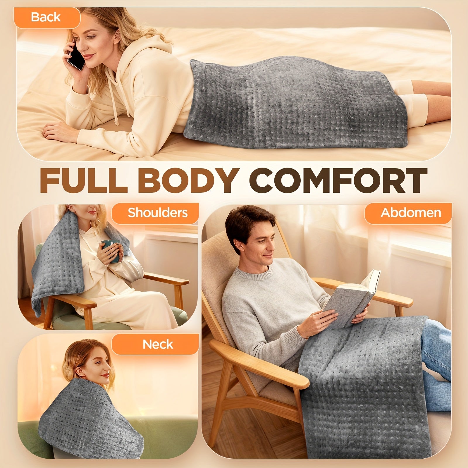 Electric Heating Pad for Back & Abdomen – Adjustable Heat, Auto Shut-Off