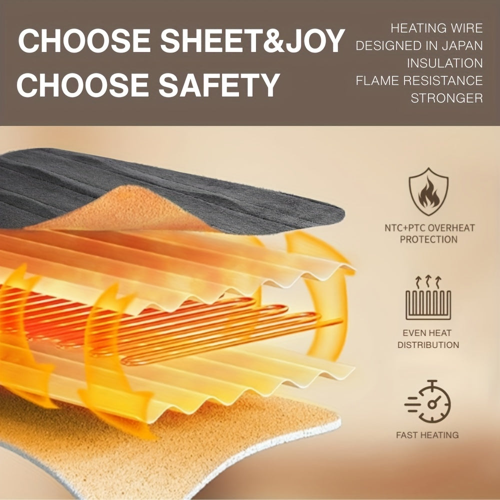 Extra Large Electric Heated Blanket – Dual Controller, Adjustable Heat, Washable