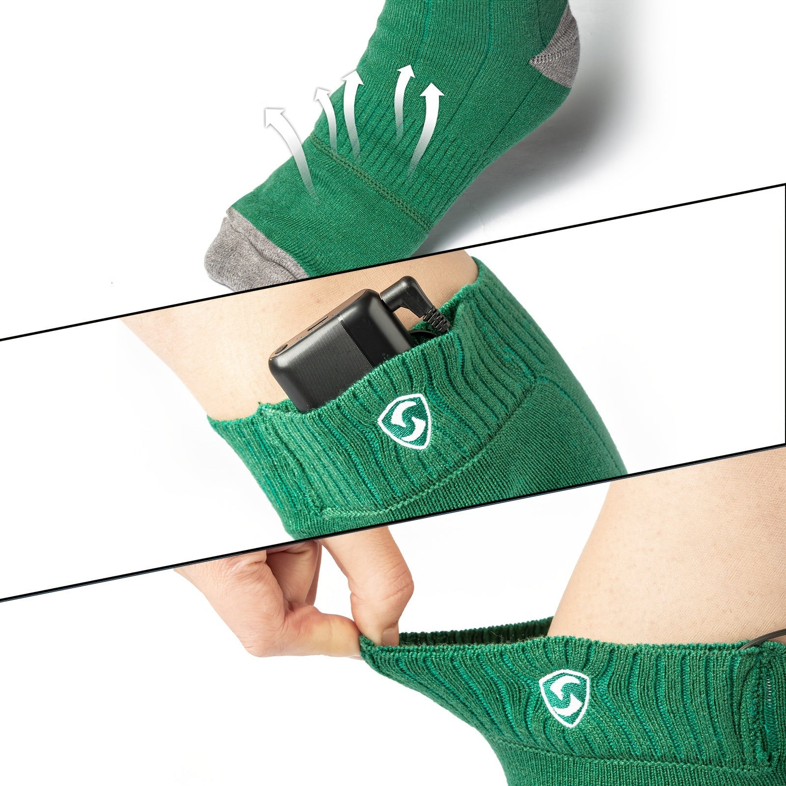 Wool Heated Socks, 4000mAh Rechargeable Battery, 3 Heat Levels, Electric Winter Socks for Outdoor Activities