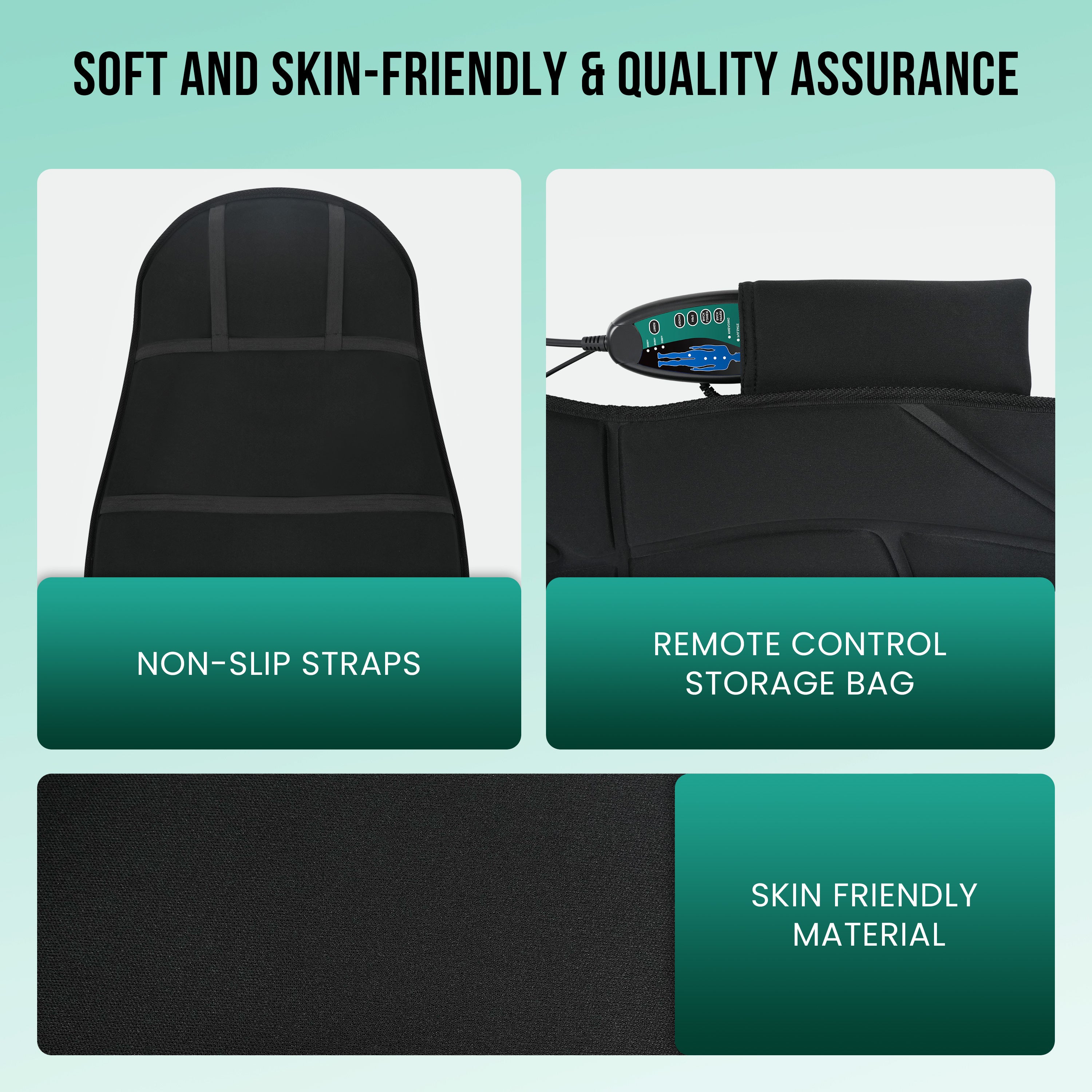 Vibration Back Massager Seat Cushion with Heat, 8 Motors, 5 Massage Modes, Chair Massager for Home & Office