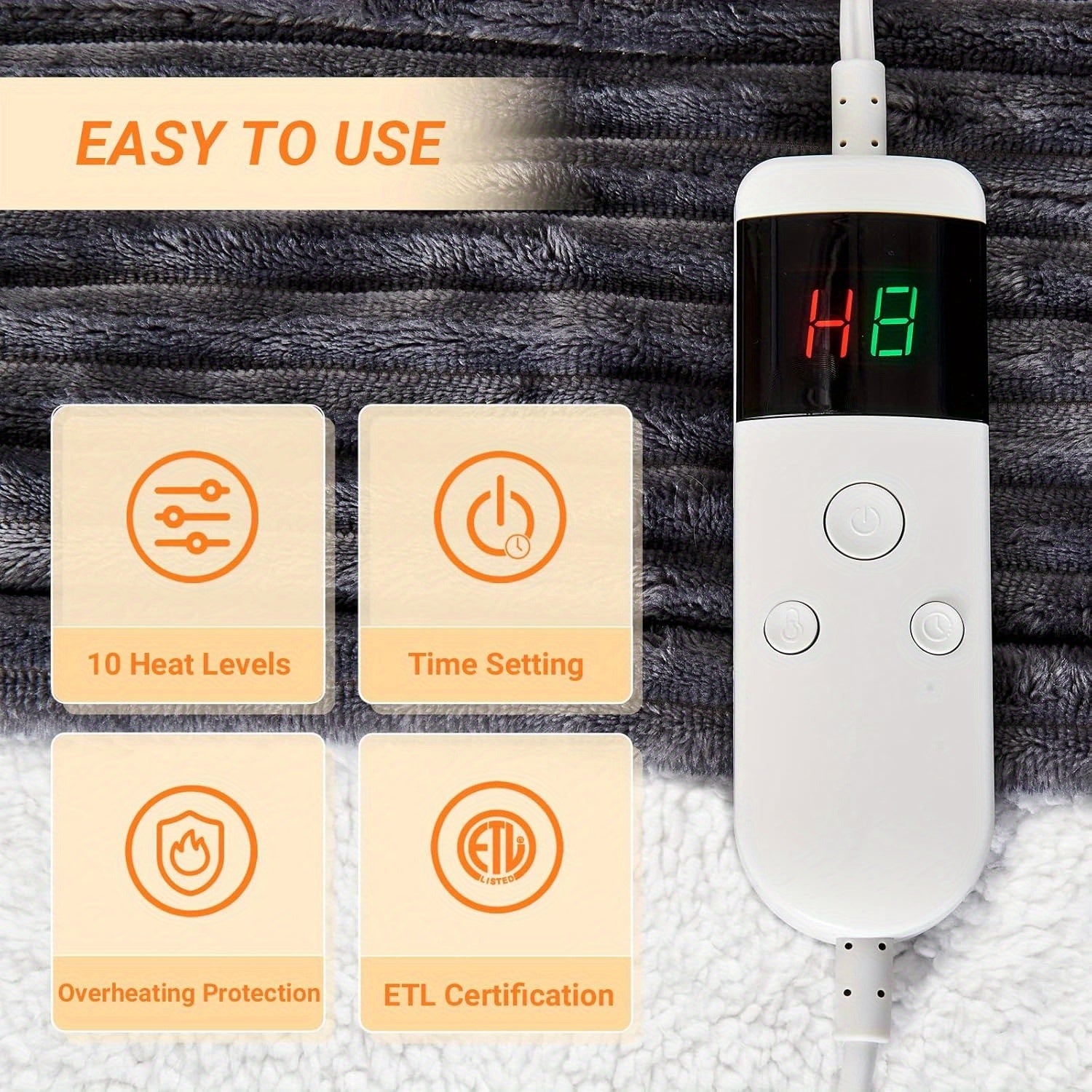 Electric Heated Throw Blanket – Soft Flannel, Multiple Heat Levels, Auto Shut-Off