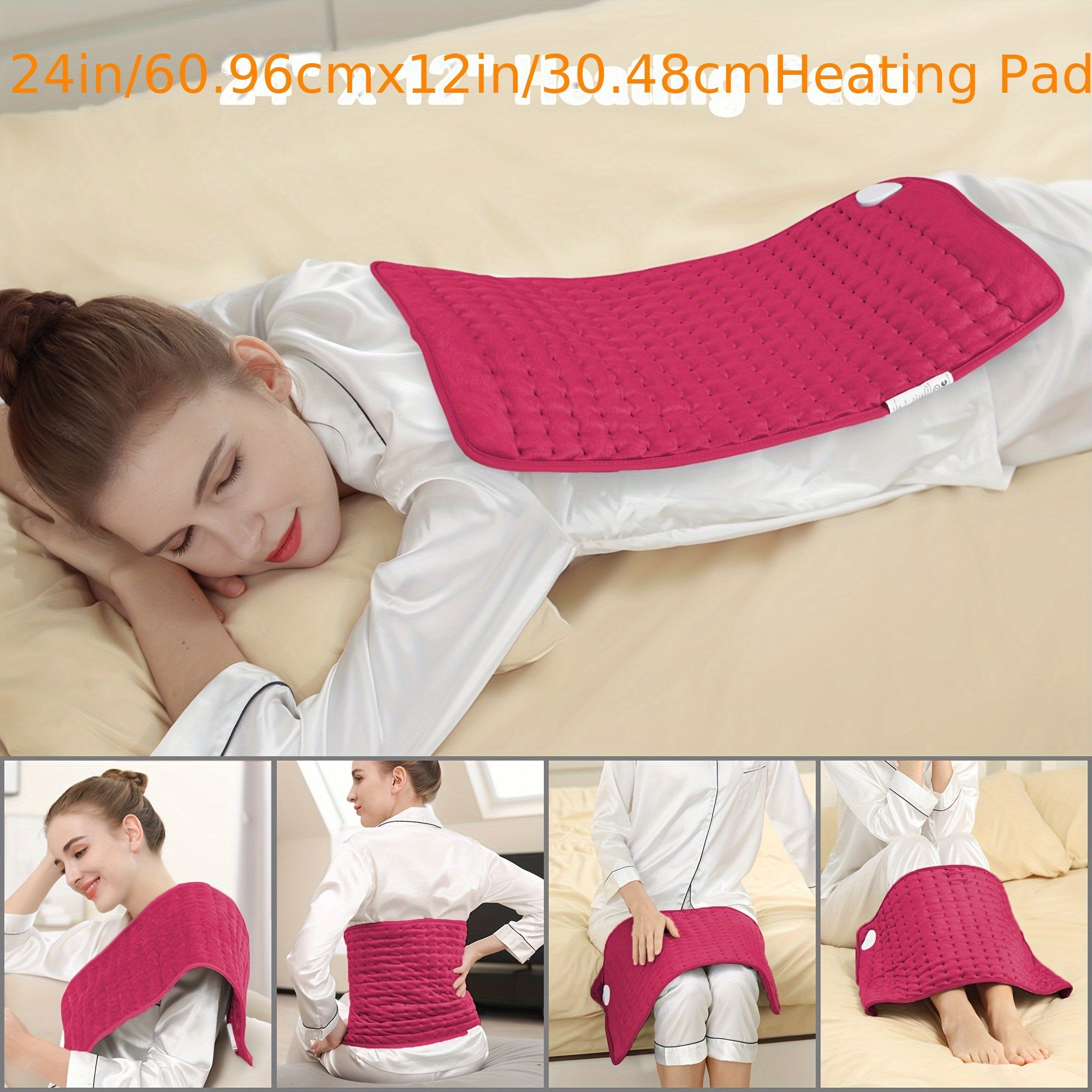 Extra Large Electric Heating Pad for Back & Body – 24×12 in, 6 Heat Levels, Dry & Moist Heat