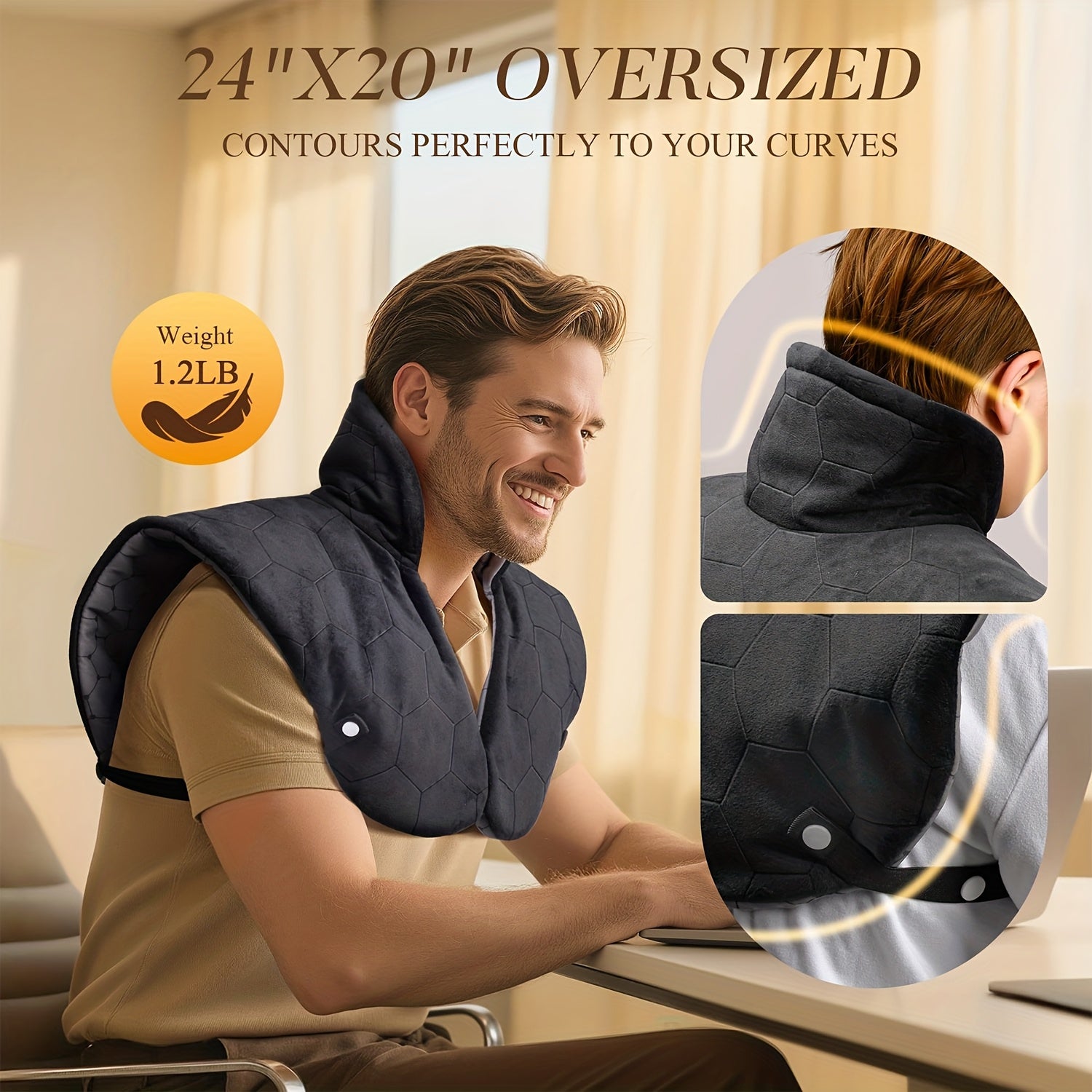 Electric Heating Pad for Neck & Shoulders – 24×20 in, Adjustable Straps, Auto Shut-Off