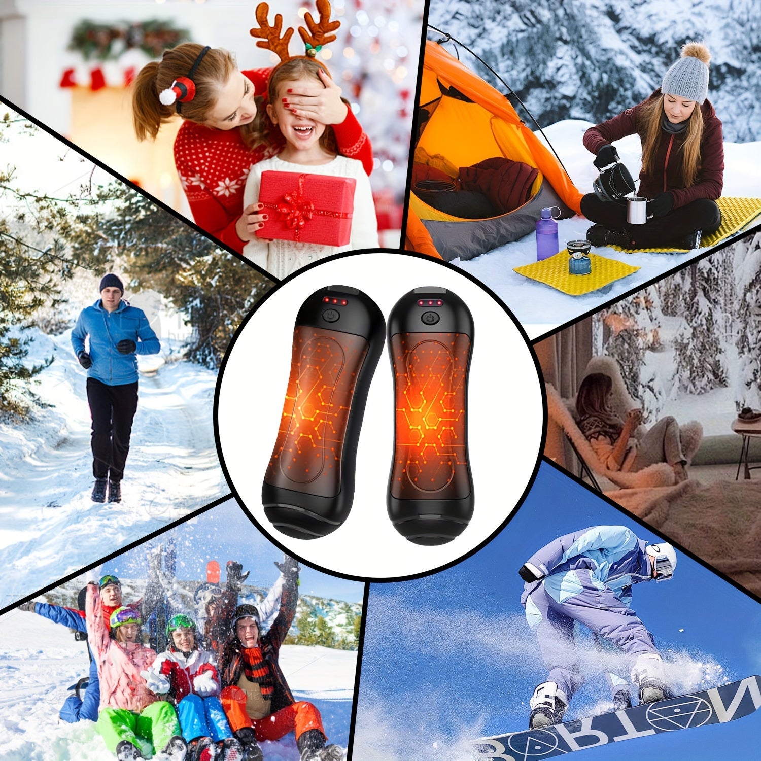 Rechargeable Magnetic Hand Warmers 2-Pack, Dual-Sided Electric Pocket Heater, USB Powered, Portable Design