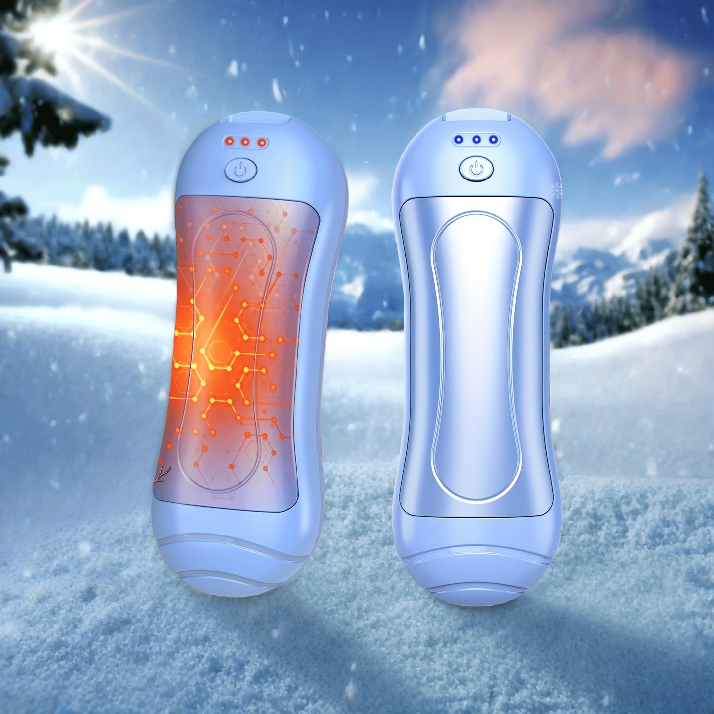 Rechargeable Magnetic Hand Warmers 2-Pack, Dual-Sided Electric Pocket Heater, USB Powered, Portable Design